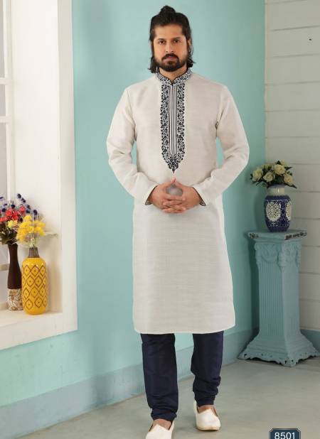 Off White Colour Designer Fancy Party And Function Wear Traditional Art Banarasi Silk Kurta Churidar Pajama Redymade Collection 1036-8501